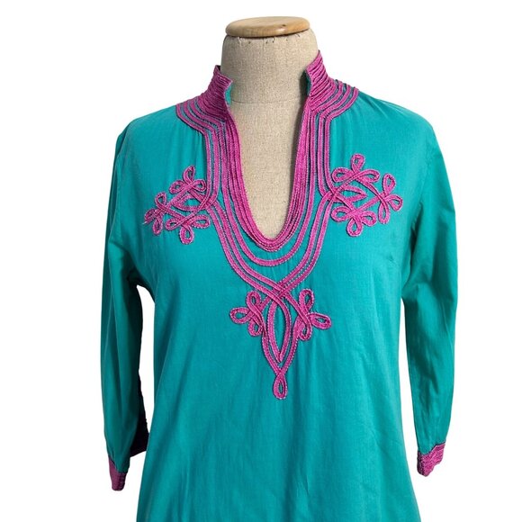 Gretchen Scott Womens S Tunic Dress Embroidery 3/4 Sleeves Boho Style - Picture 10 of 10